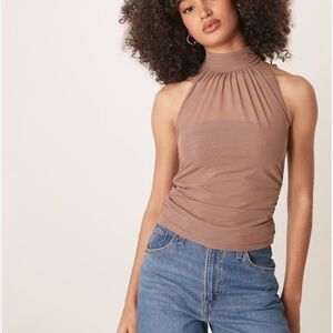 Abercrombie & Fitch Ruched Mesh Halter Top